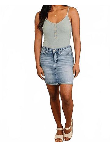 Love Tree Women's Button Front Sleeveless Bodysuit in Dust Olive (view 2)