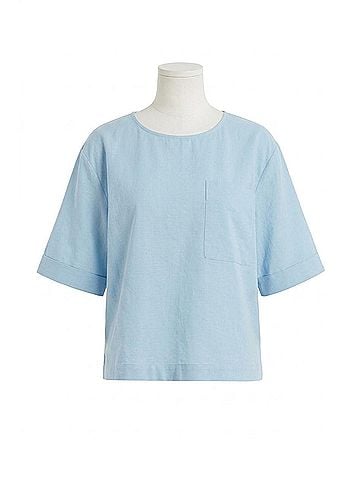 Entro Crewneck Short Sleeve Top in Light Blue (view 1)