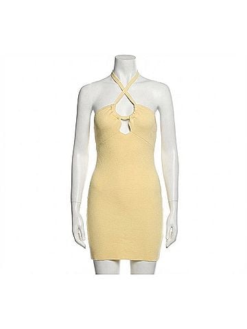 For Love & Lemons Mona Mini Halter Dress in Yellow (view 1)