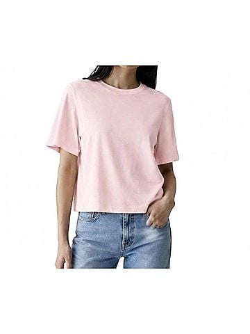 Michael Stars Kona Cotton Boxy Crew Top in Blush (view 2)