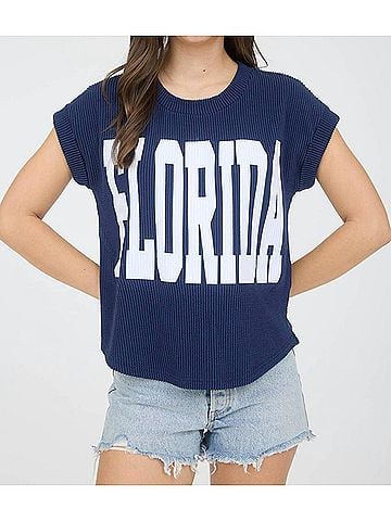 Blu Pepper Florida Knit Tee in Navy (view 2)