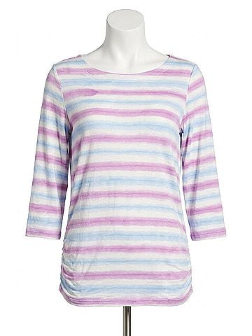 FDJ Striped Three Quarter Sleeve Top in Multi (view 1)