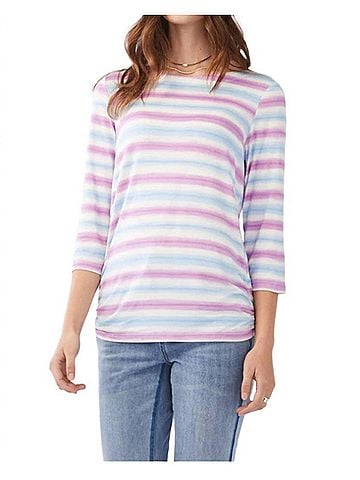 FDJ Striped Three Quarter Sleeve Top in Multi (view 2)