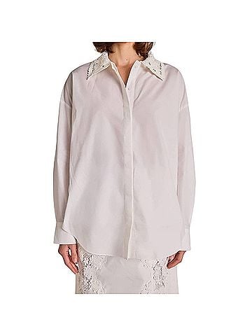 English Factory Crochet Collar Detailed Shirt in White (view 2)