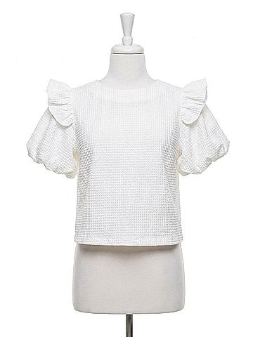 Glam Holly Textured Top in White (view 1)