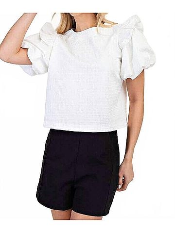 Glam Holly Textured Top in White (view 2)