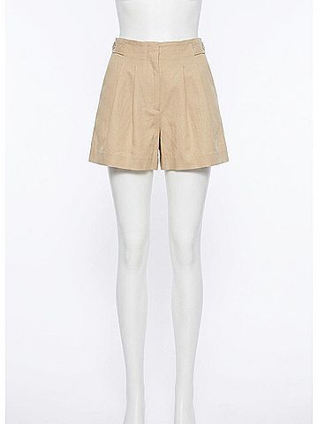 Veronica Beard Gables Pleated Shorts in Stone Khaki (view 1)