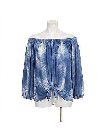 Ariella Tie Front Tunic Top in Royal (view 1)