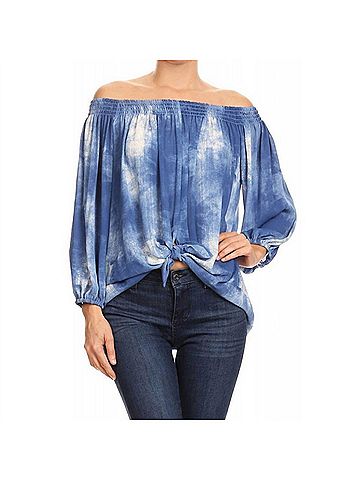 Ariella Tie Front Tunic Top in Royal (view 2)