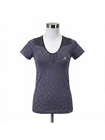 Salomon Women's Elevate Short Sleeve Seamless Tee in Nightshade Grey (view 1)
