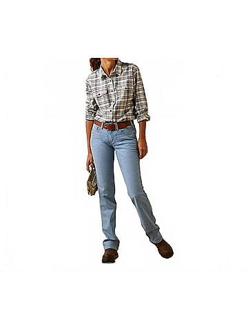 Ariat Women's Rebar Flannel Durastretch Shirt in White/Multi (view 2)