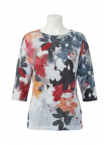 FDJ Drop Shoulder Three Quarter Sleeve Top in Multi (view 1)