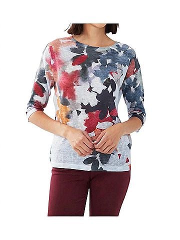 FDJ Drop Shoulder Three Quarter Sleeve Top in Multi (view 2)