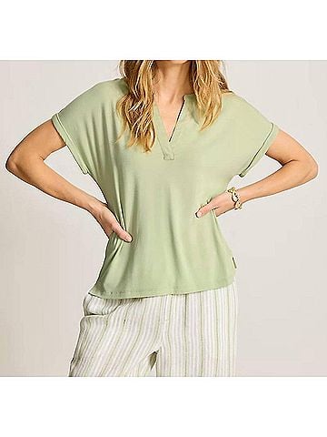 Tommy Bahama Kauai Split-Neck T-Shirt in Extra Light Margarita (view 2)