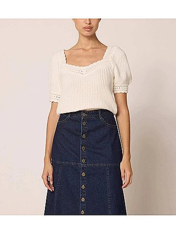 Cleobella Rowan Sweater Top in Ivory (view 2)