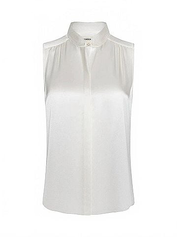 L'Agence Phoebe Sleeveless Band Collar Blouse in Ivory (view 1)