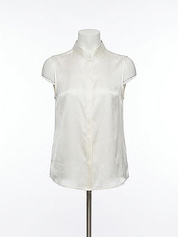 L'Agence Phoebe Sleeveless Band Collar Blouse in Ivory (view 2)