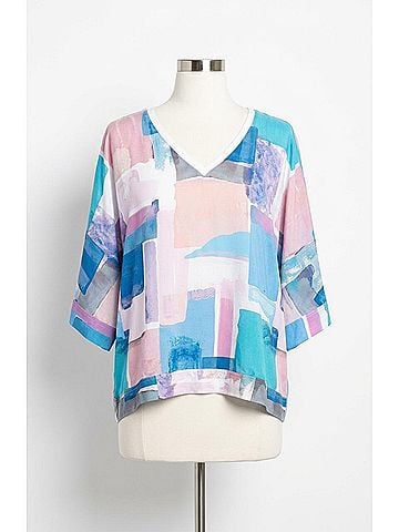 Tyler Boe Silk Watercolor Top in Multi (view 1)