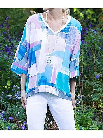 Tyler Boe Silk Watercolor Top in Multi (view 2)