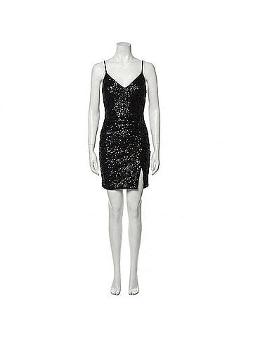La Femme Little Sequin Mini Dress in Black (view 1)