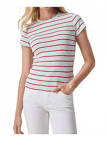 Lilla P Striped Short Sleeve Tee in Seabreeze Stripe (view 2)
