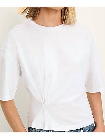 Michael Stars Zinnia Tokyo Jersey Side Pleated Tee in White (view 2)
