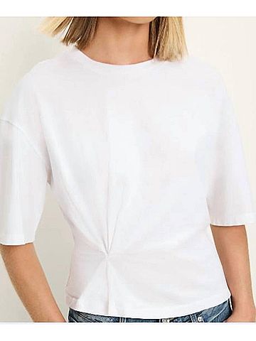 Michael Stars Zinnia Tokyo Jersey Side Pleated Tee in White (view 2)