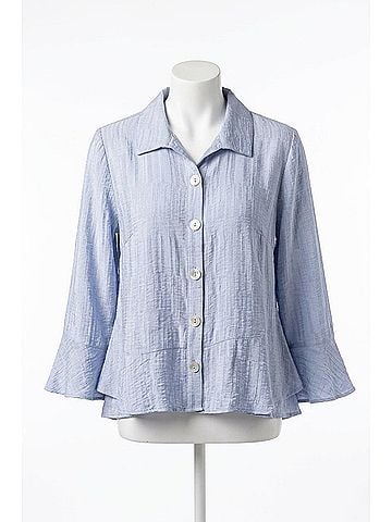 Habitat Button Front Flounce Top in Cornflower (view 1)