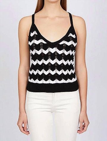 525 America Izzie Chevron Stripe Tank in Black Multi (view 2)