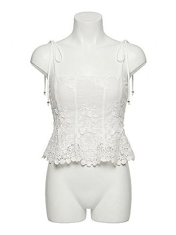 Lucy Paris Alice Eyelet Top in White (view 1)