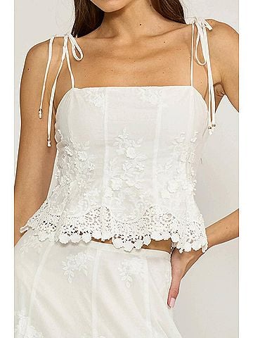 Lucy Paris Alice Eyelet Top in White (view 2)