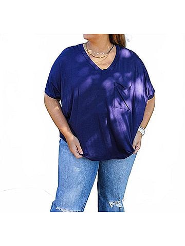 Adrienne Think It Through Pocket Top in Navy (view 2)