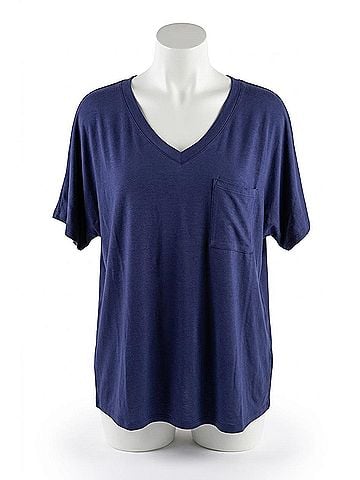 Adrienne Think It Through Pocket Top in Navy (view 1)