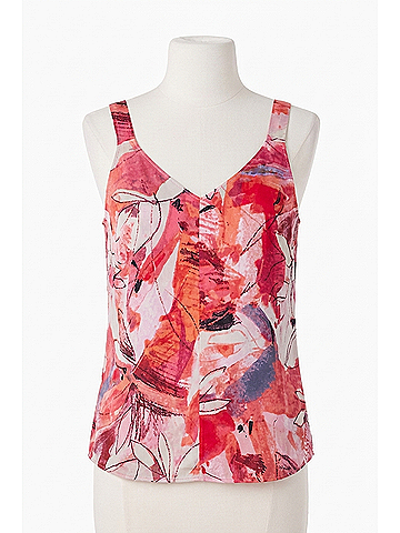 Nic + Zoe Scribble Bouquet Crepe Cami Top in Pink Multi (view 1)
