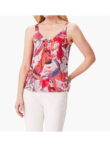 Nic + Zoe Scribble Bouquet Crepe Cami Top in Pink Multi (view 2)