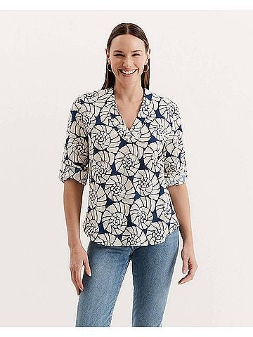 Tyler Boe Anna Linen Cotton Shell Shirt in Bellweather Blue (view 2)