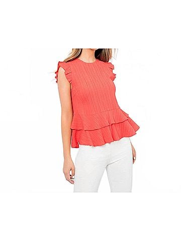 THML Ruffle Tie Back Top in Coral (view 2)