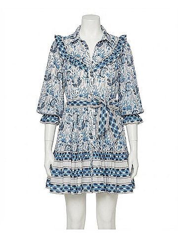 Cleobella Lotte Mini Dress in Vintage Blue (view 1)