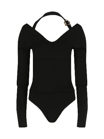 Salvatore Ferragamo Women's Long Sleeve Bodysuit in Black (view 1)