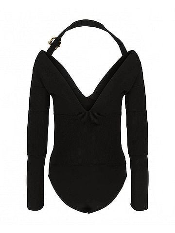 Salvatore Ferragamo Women's Long Sleeve Bodysuit in Black (view 2)