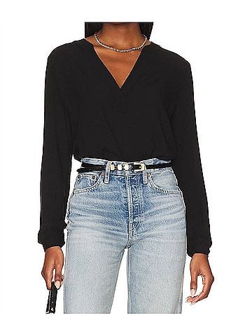 Bobi Cuffed Sleeve Tunic in Black (view 2)