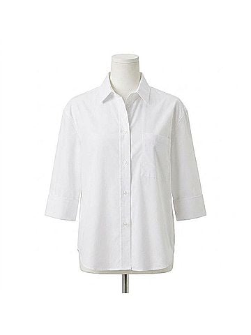 Lyssé Sophie 3/4 Sleeve Cropped Shirt in White (view 1)