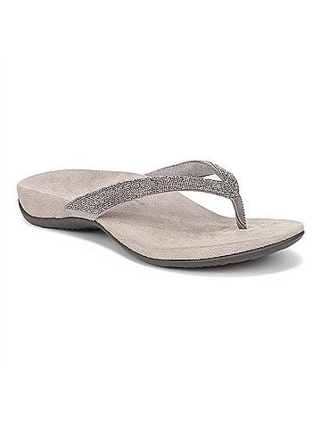 Vionic Women's Dillon Shine Toe Post Sandal in Stormy Grey (view 1)