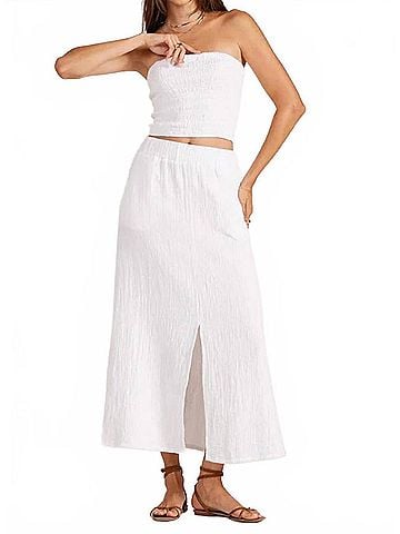 Bobi Smocked Tube Top in White (view 2)