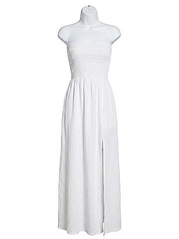 Bobi Smocked Tube Top in White (view 1)