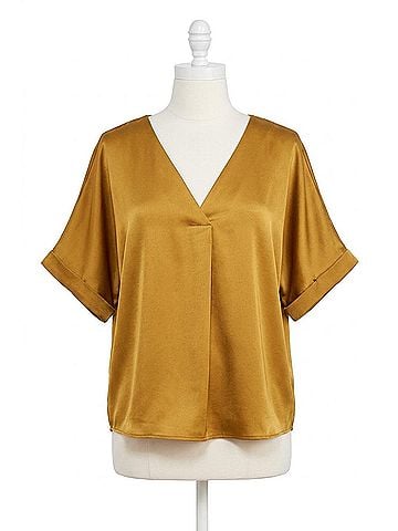 Glam Reba V-Neck Top in Mustard (view 1)
