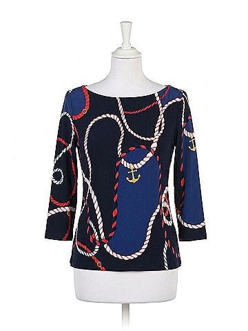 Frank Lyman Design Casual Boat Neck Top in Midnight/Red (view 1)