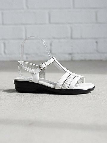 SAS Women's Capri T Strap Sandals in White Multi (view 1)