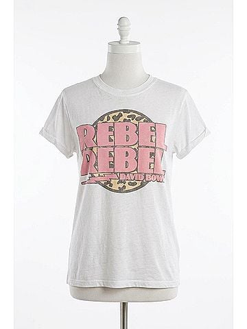 Recycled Karma David Bowie Rebel Faded Tee in White (view 1)