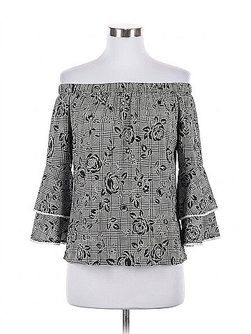Ariella Ruffle Sleeve With Pearls Top in Grey (view 1)